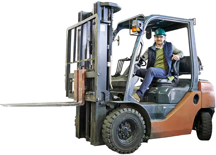 Forklift with smiling driver